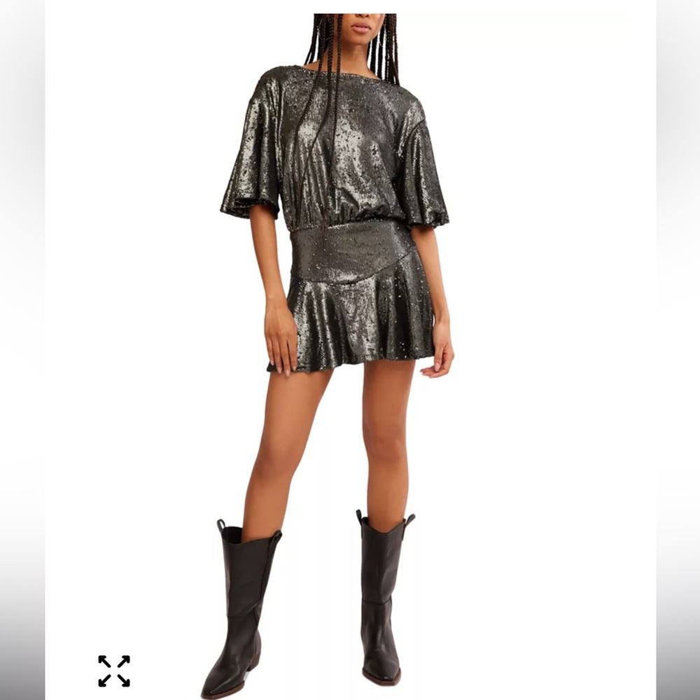 Free People Metallic Sequin Mini Dress